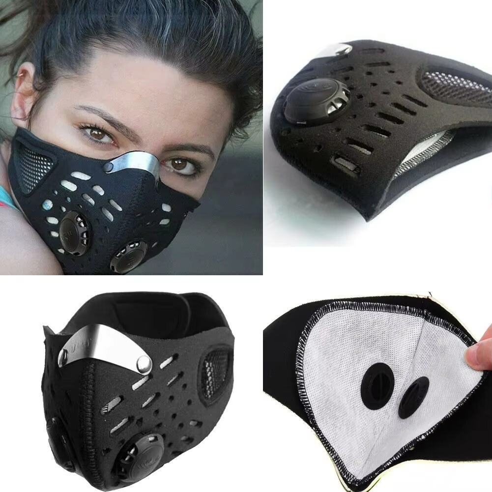 Anti Pollution Mask - 取り外し可能なフィルター付きフェイスマスク1枚、通気性のある織物、サイクリング、ランニング、ウォーキング、アウトドアアクティビティに適しています。