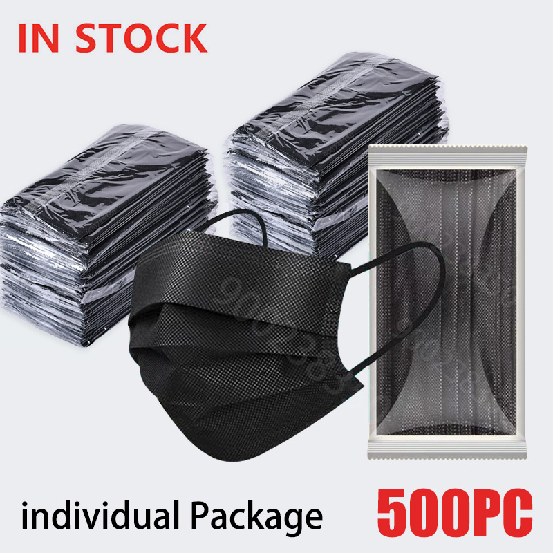 Disposable Surgical Mask - 50～500個入り、黒色の使い捨て医療用マスク、大人用、認証済み、安全な不織布フィルター付き医療用マスク。