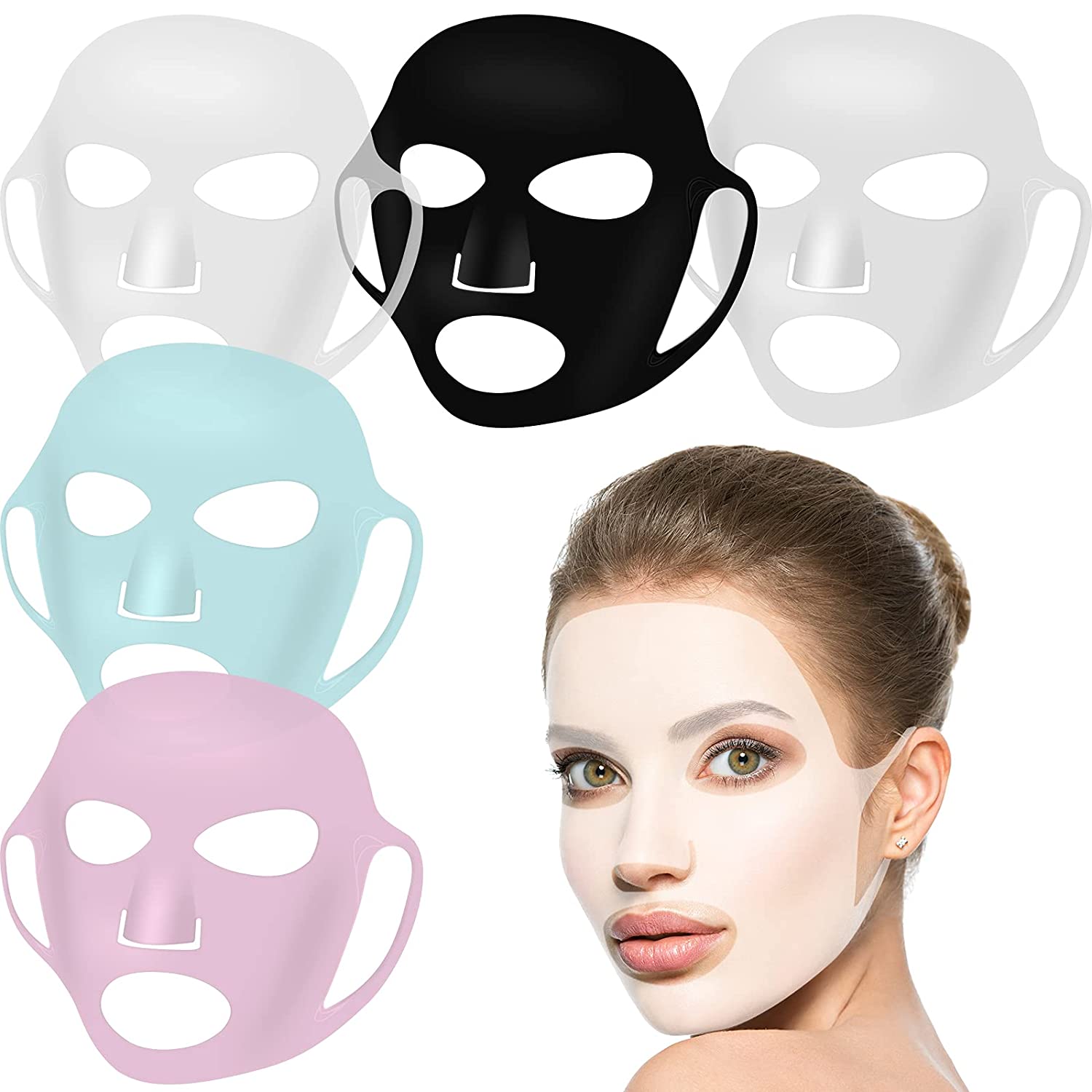 Silicone Mask Bracket - シートマスク用再利用可能なシリコンフェイスマスクホルダー、保湿フェイシャルマスクカバー、蒸発防止、美容フェイスツール、旅行