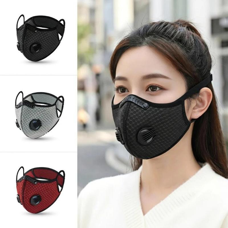 Anti Pollution Mask - 【再利用可能な通気性メッシュ製フェイスマスク。曇り止め加工、目の保護、空気弁付き。サイクリング、ハイキング、アウトドアでの使用に最適。防塵】