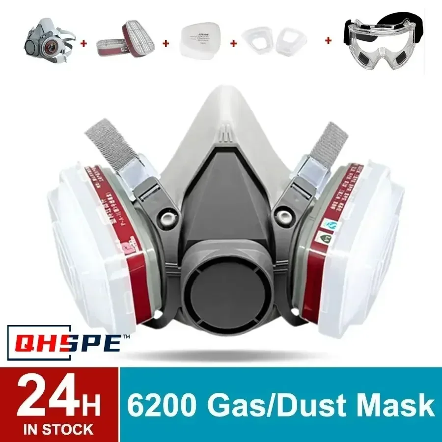 6200型 再利用可能な半面型防毒マスク。綿製フィルターとゴ - Dust Mask Construction のレビューと価格